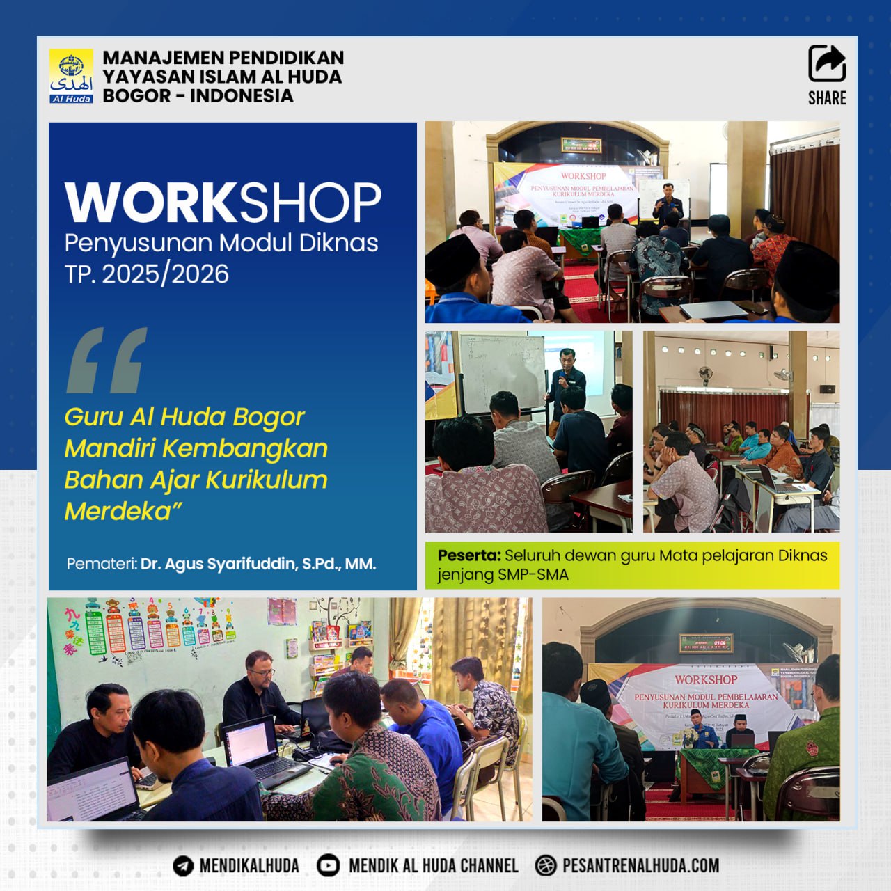 Workshop Penyusunan Modul Diknas TP 2025/2026: Guru Al Huda Bogor Mandiri Kembangkan Bahan Ajar Kurikulum Merdeka